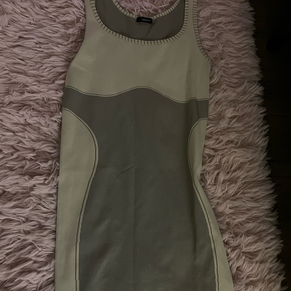 Forever 21 Cream and Taupe Colorblock Tank Mini Dress